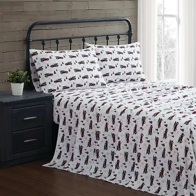 Truly Soft Holiday Truck Flannel Sheet Set