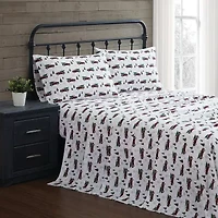 Truly Soft Holiday Truck Flannel Sheet Set