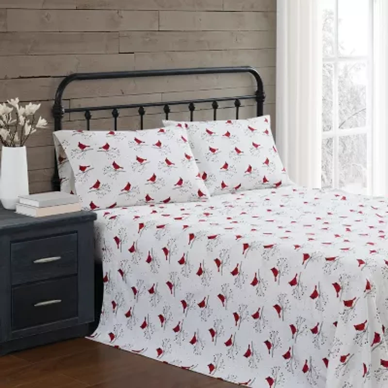 Truly Soft Cardinals Flannel Sheet Set