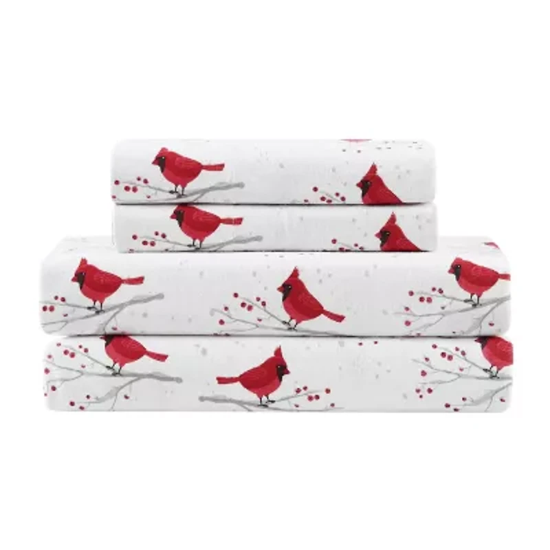 Truly Soft Cardinals Flannel Sheet Set