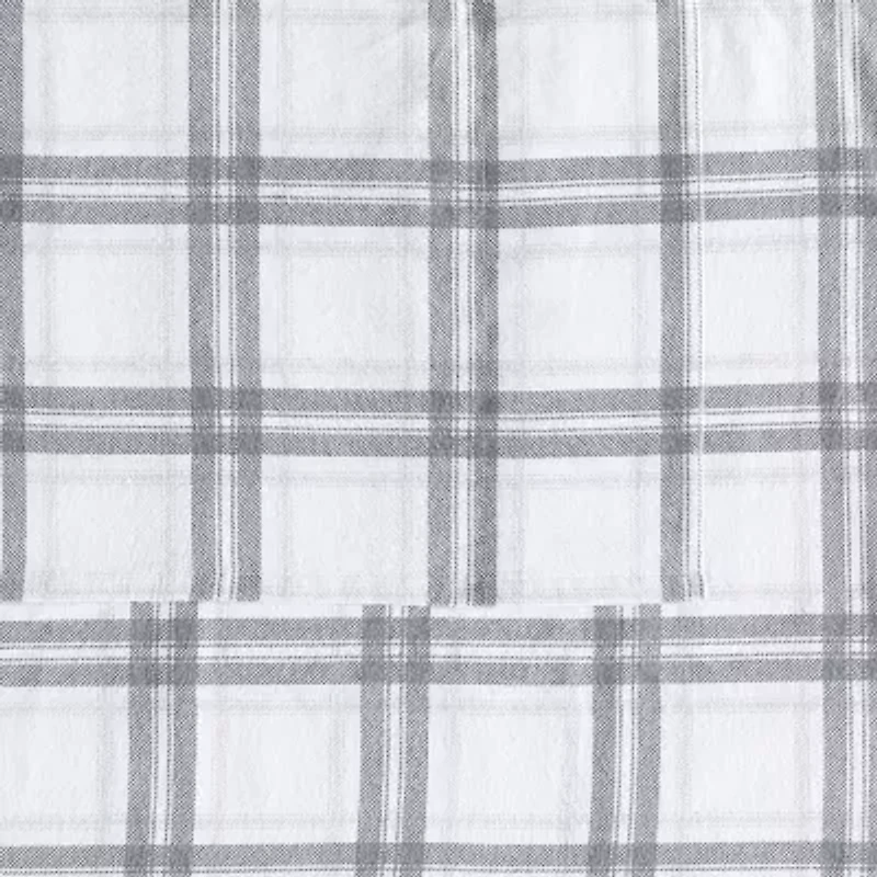 London Fog Grey Plaid Flannel Sheet Set