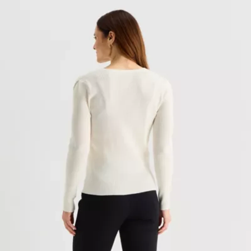 Liz Claiborne Womens Crew Neck Long Sleeve Pullover Sweater