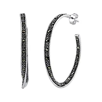 Marcasite and Sterling Silver 22mm Hoop Earrings