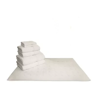 Linum Home Textiles Terry 7-pc Towel and Geometric Tubmat Set