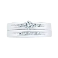 Womens 1/4 CT. T.W. Natural White Diamond Sterling Silver Round Side Stone Bridal Set