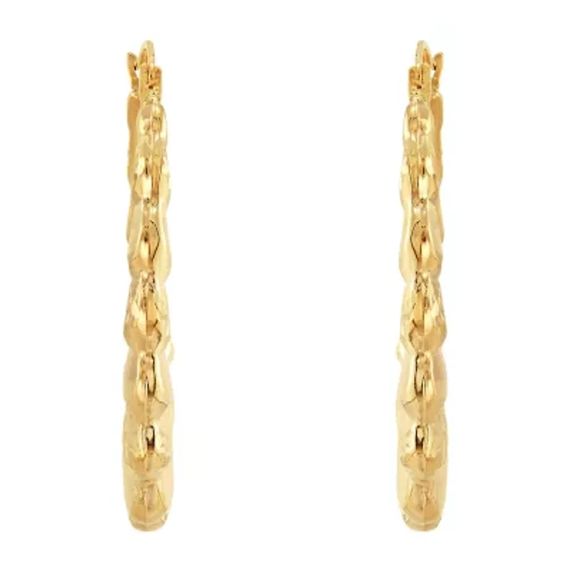 Womens 14K Gold 33mm Oval Hoop Earrings