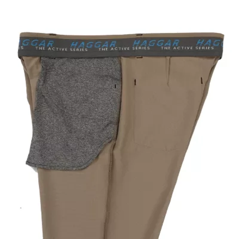 Haggar The Active Series 5 Pocket Mens Comfort Waistband Slim Fit Flat Front Pant