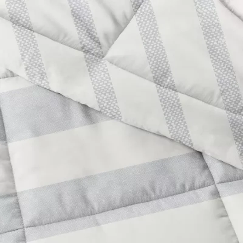 Casual Comfort Premium Down Alternative Distressed Stripe Reversible Comforter Set