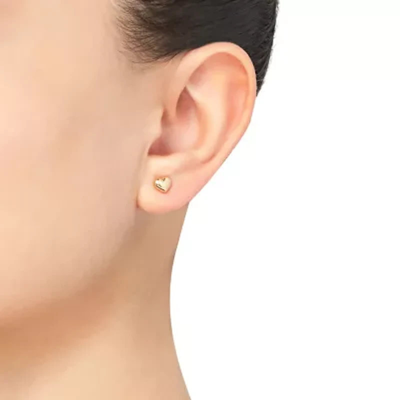 14K Gold 6.2mm Heart Stud Earrings