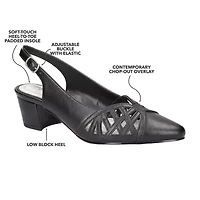 Easy Street Bizzy Womens Round Closed Toe Block Heel Pumps