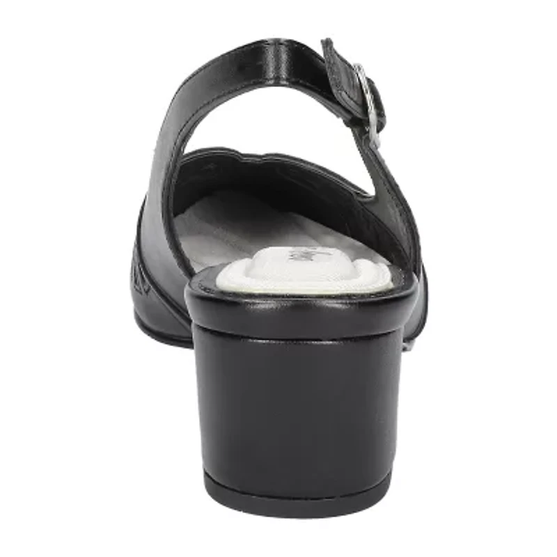 Easy Street Bizzy Womens Round Closed Toe Block Heel Pumps