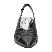 Easy Street Bizzy Womens Round Closed Toe Block Heel Pumps