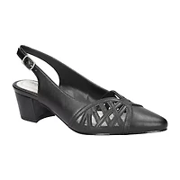 Easy Street Bizzy Womens Round Closed Toe Block Heel Pumps