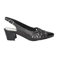 Easy Street Bizzy Womens Round Closed Toe Block Heel Pumps