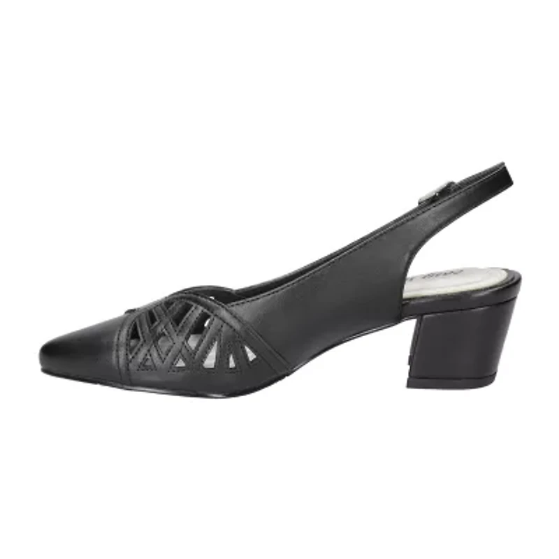 Easy Street Bizzy Womens Round Closed Toe Block Heel Pumps