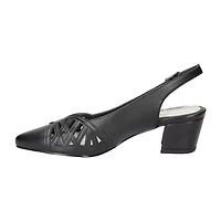 Easy Street Bizzy Womens Round Closed Toe Block Heel Pumps