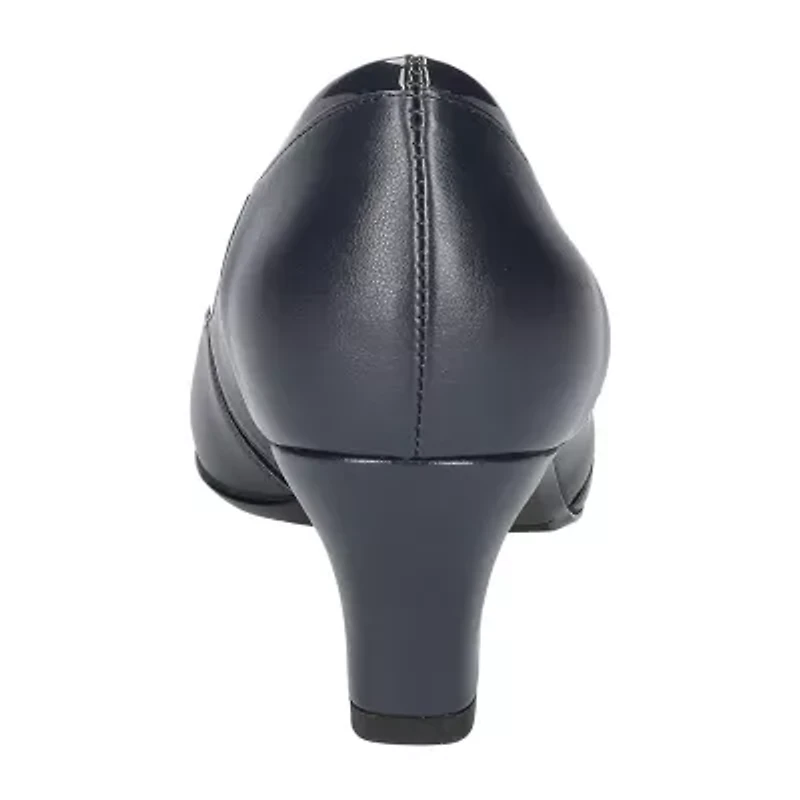 Easy Street Datia Womens Round Closed Toe Kitten Heel Pumps