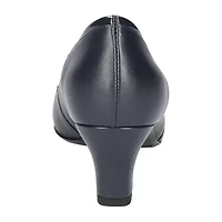 Easy Street Datia Womens Round Closed Toe Kitten Heel Pumps