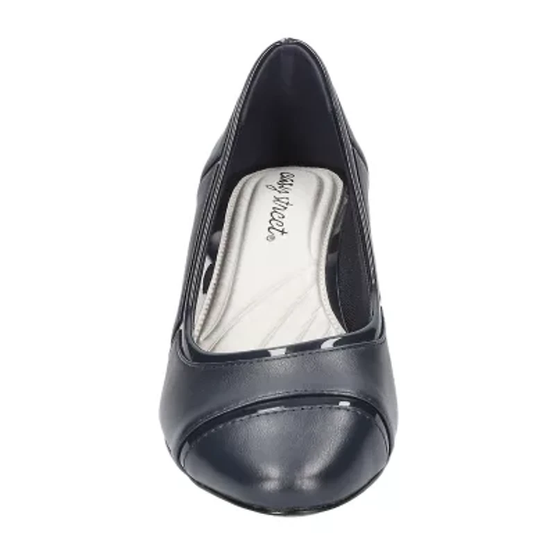 Easy Street Datia Womens Round Closed Toe Kitten Heel Pumps