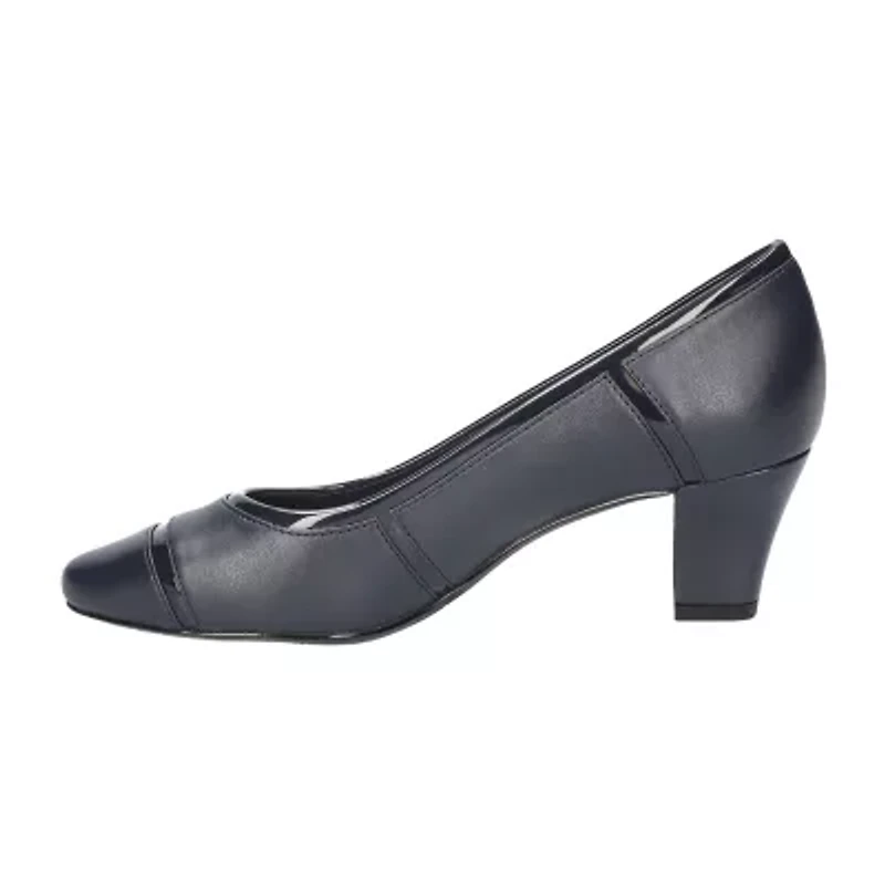 Easy Street Datia Womens Round Closed Toe Kitten Heel Pumps