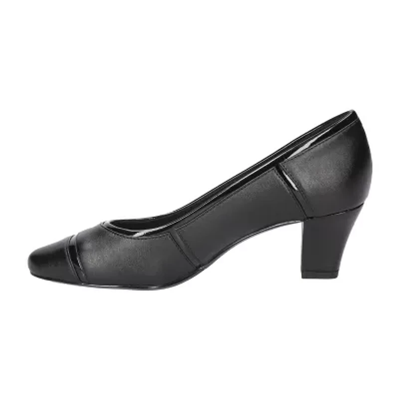 Easy Street Datia Womens Round Closed Toe Kitten Heel Pumps