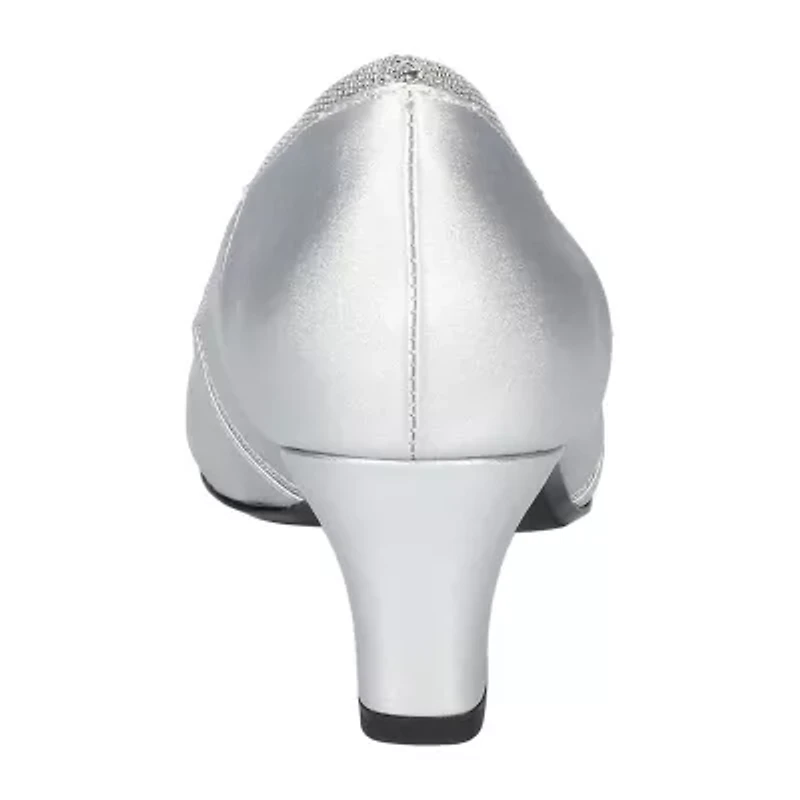 Easy Street Datia Womens Round Closed Toe Kitten Heel Pumps