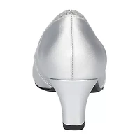 Easy Street Datia Womens Round Closed Toe Kitten Heel Pumps