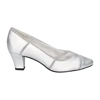 Easy Street Datia Womens Round Closed Toe Kitten Heel Pumps