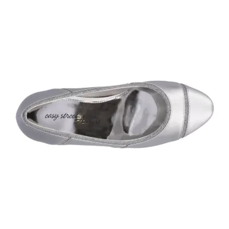 Easy Street Datia Womens Round Closed Toe Kitten Heel Pumps