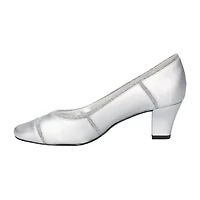 Easy Street Datia Womens Round Closed Toe Kitten Heel Pumps