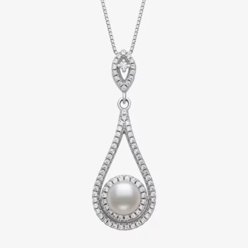 Limited Quantities! Womens White Cultured Freshwater Pearl Sterling Silver Pear 18 Inch Pendant Necklace