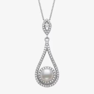 Limited Quantities! Womens White Cultured Freshwater Pearl Sterling Silver Pear 18 Inch Pendant Necklace