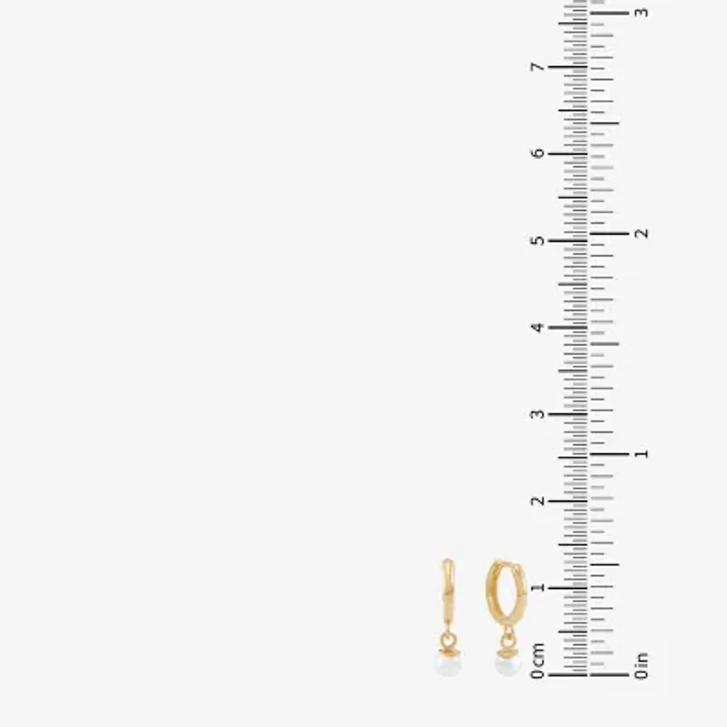 Girls White Cultured Freshwater Pearl 14K Gold 17.7mm Round Hoop Earrings