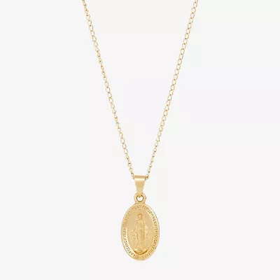 Miraculous Medal Girls 14K Gold Oval 13 Inch Pendant Necklace