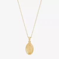 Miraculous Medal Girls 14K Gold Oval 13 Inch Pendant Necklace