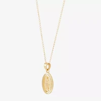 Miraculous Medal Girls 14K Gold Oval 13 Inch Pendant Necklace