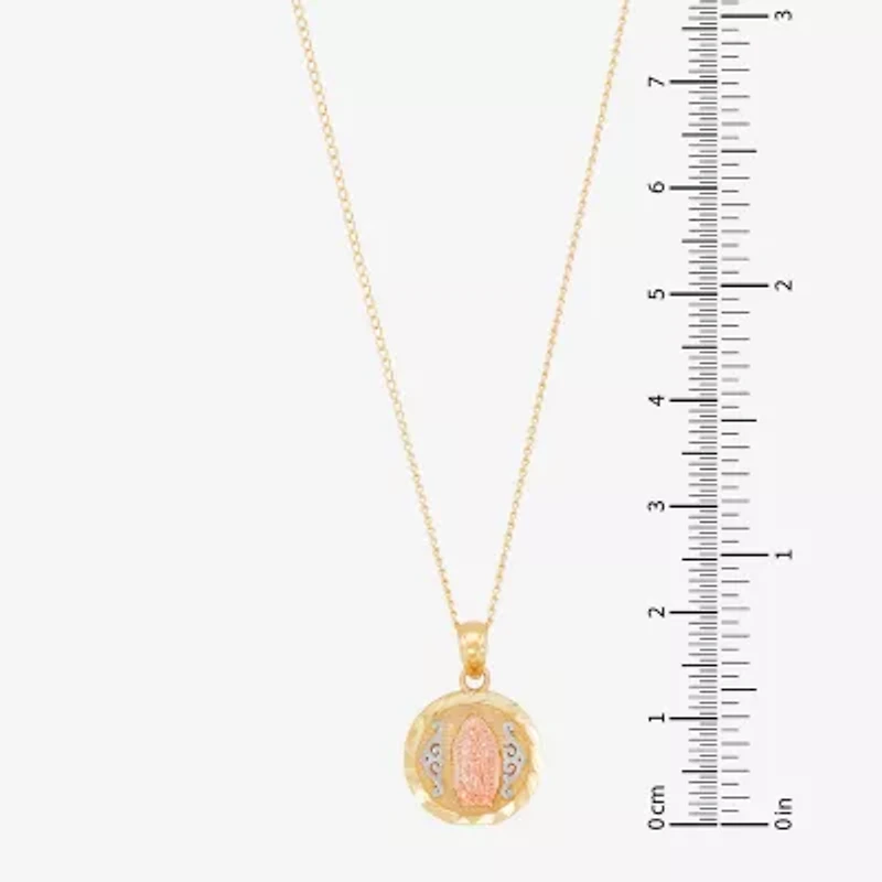 Our Lady Of Guadalupe / Nuestra Senora De Guadalupe Girls 14K Gold Round 13 Inch Pendant Necklace