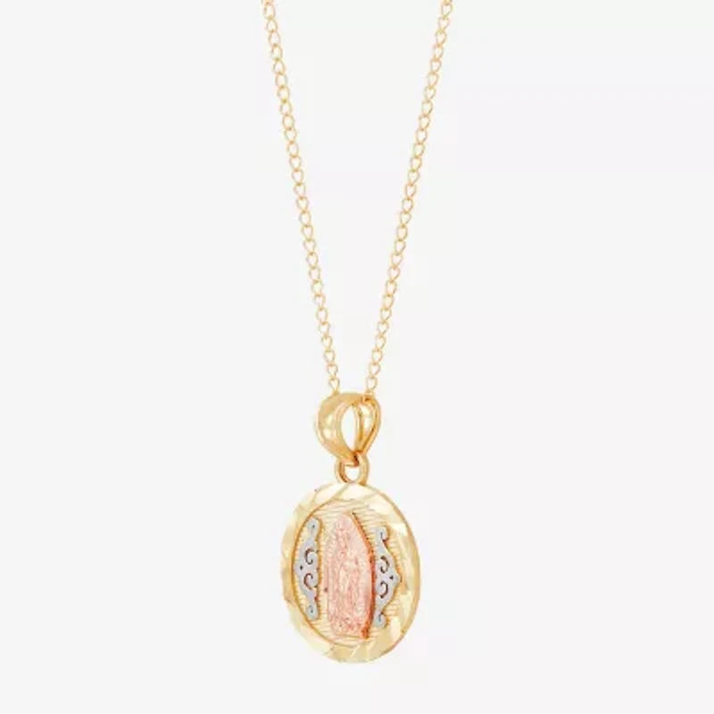 Our Lady Of Guadalupe / Nuestra Senora De Guadalupe Girls 14K Gold Round 13 Inch Pendant Necklace