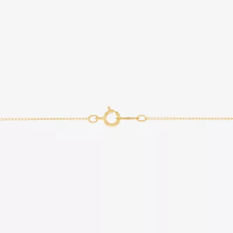 Girls White Diamond 14K Gold Cross 13 Inch Pendant Necklace