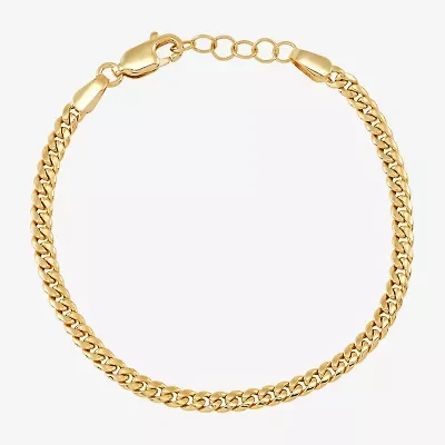 Made in Italy Girl's 14K Gold 5 1/2 Inch Hollow Cuban Chain Bracelet