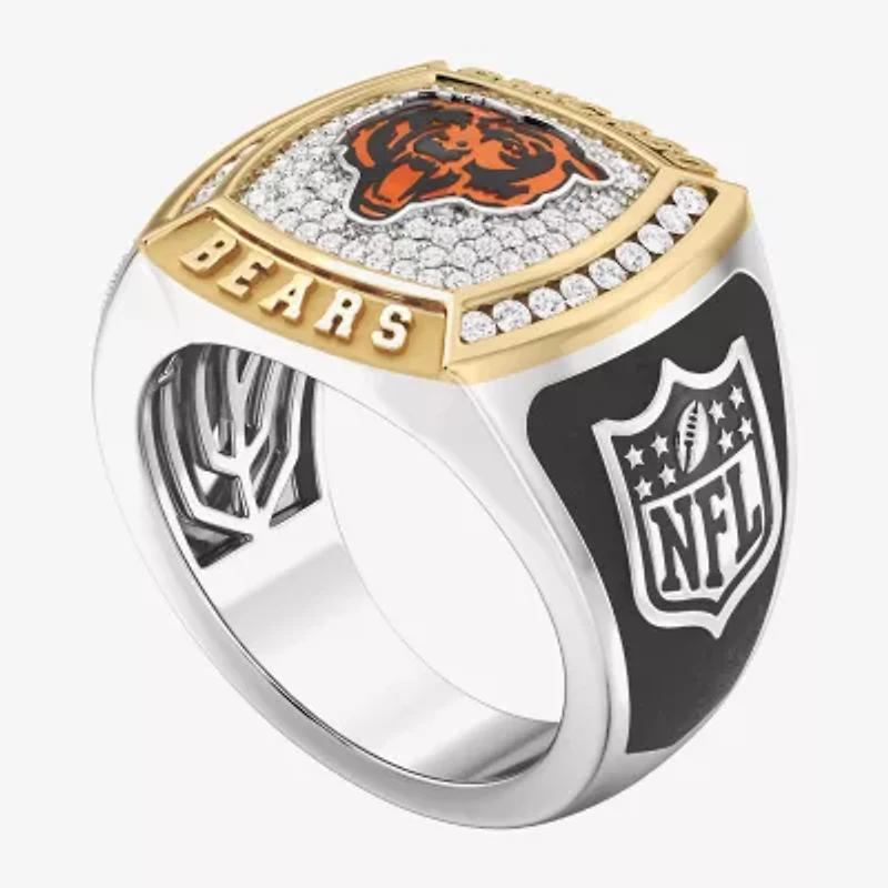 True Fans Fine Jewelry Chicago Bears Mens 1/2 CT. T.W. Natural White Diamond 10K Gold Sterling Silver Fashion Ring