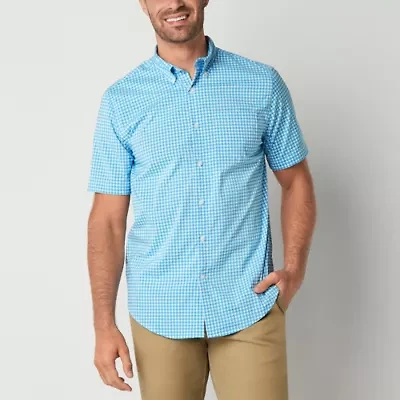 St. John's Bay Performance Mens Short Sleeve Classic Fit Wrinkle Free Button-Down Shirt