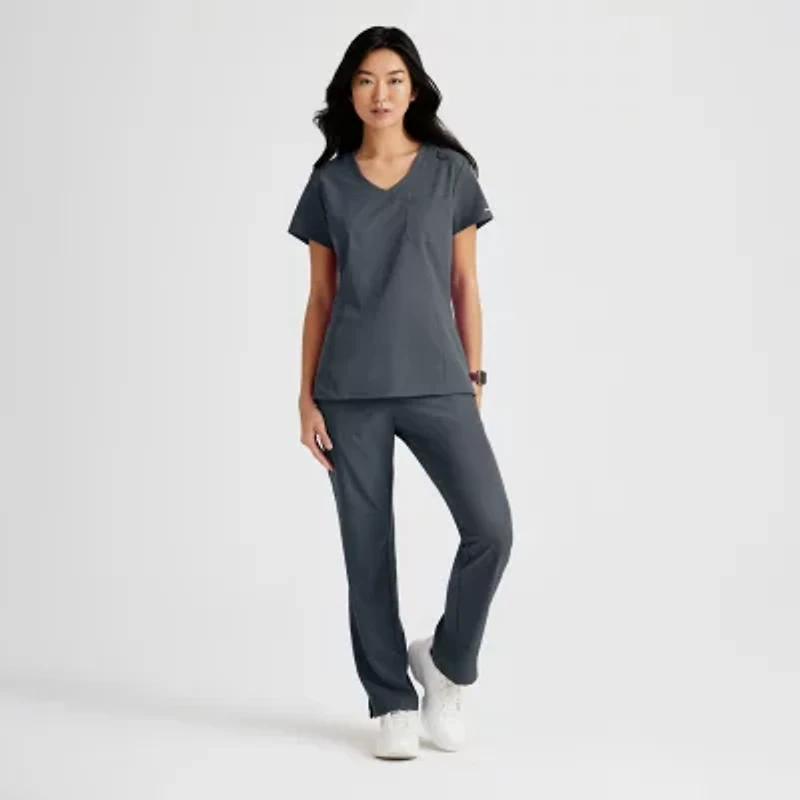 Skechers Skt147 Dignity 1-Pocket Tuck-In Womens Plus Tall V Neck Short Sleeve Stretch Fabric Moisture Wicking Scrub Top