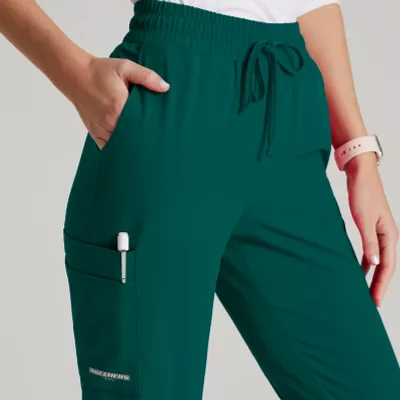 Skechers Skp552 Theory 4-Pocket Mid-Rise Jogger Womens Stretch Fabric Moisture Wicking Scrub Pant