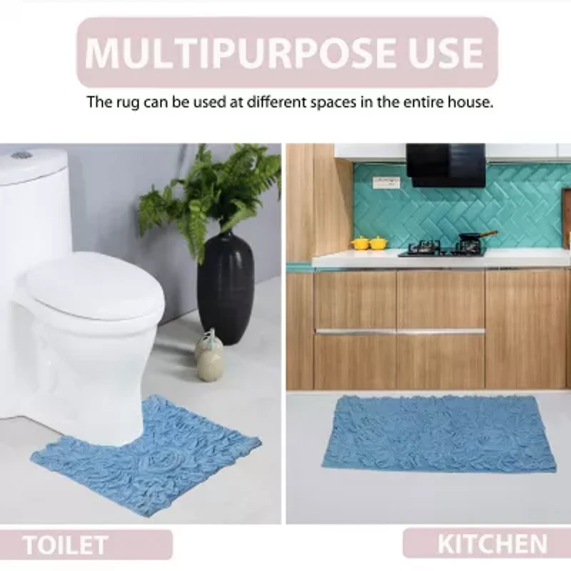 Home Weavers Inc Bellflower Heart Bath Rug