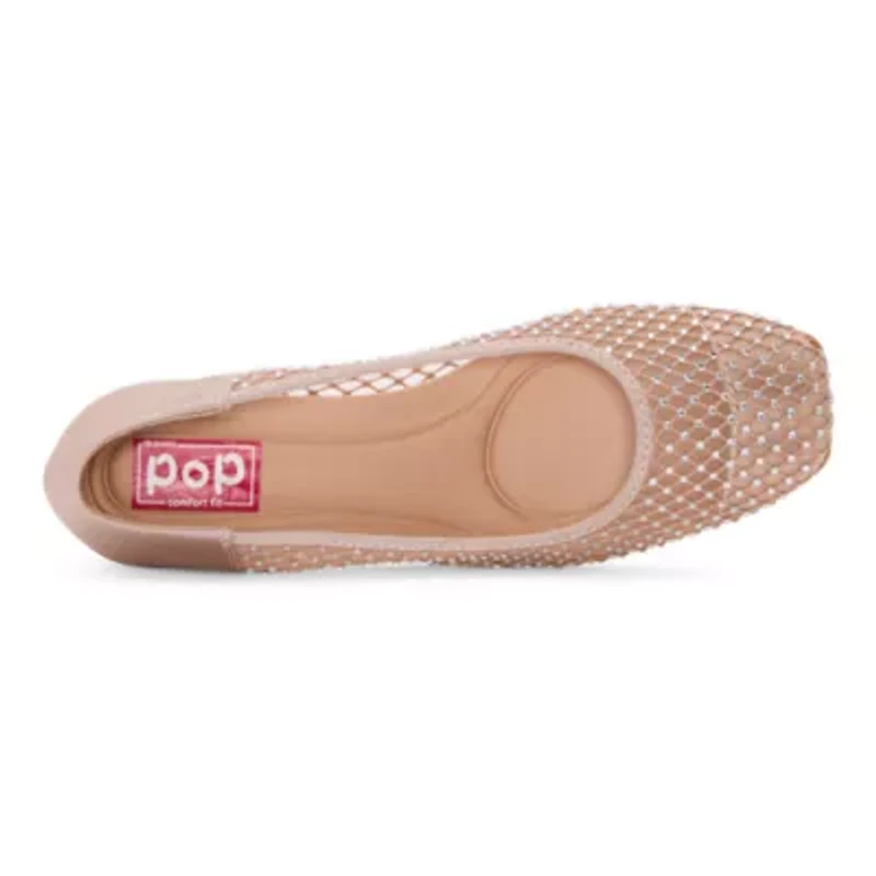 Pop Faris Womens Square Closed Toe Flat Heel Pumps