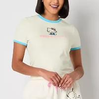 Ringer Womens Crew Neck Short Sleeve Regular Fit Hello Kitty Juniors Graphic T-Shirt