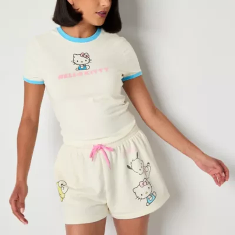 Ringer Womens Crew Neck Short Sleeve Regular Fit Hello Kitty Juniors Graphic T-Shirt