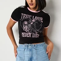 Ringer Womens Crew Neck Short Sleeve Regular Fit Nightmare Before Christmas Juniors Graphic T-Shirt