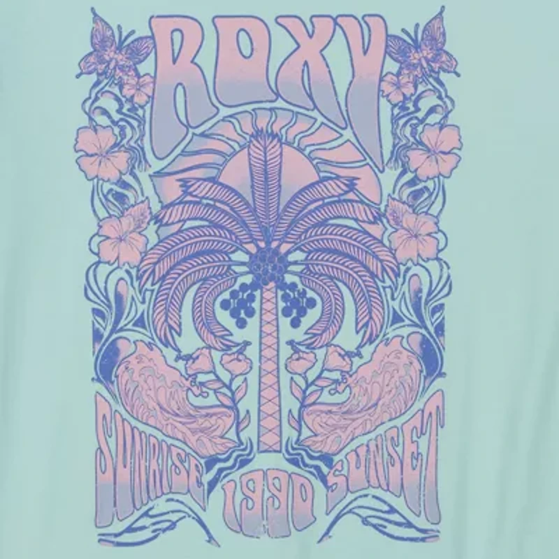 Roxy Big Kid Girls Crew Neck Short Sleeve Oversized Graphic T-Shirt